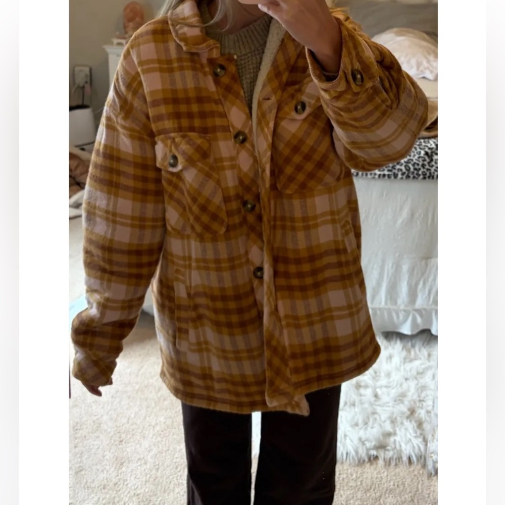 Aerie Plaid Sherpa Jacket View 2